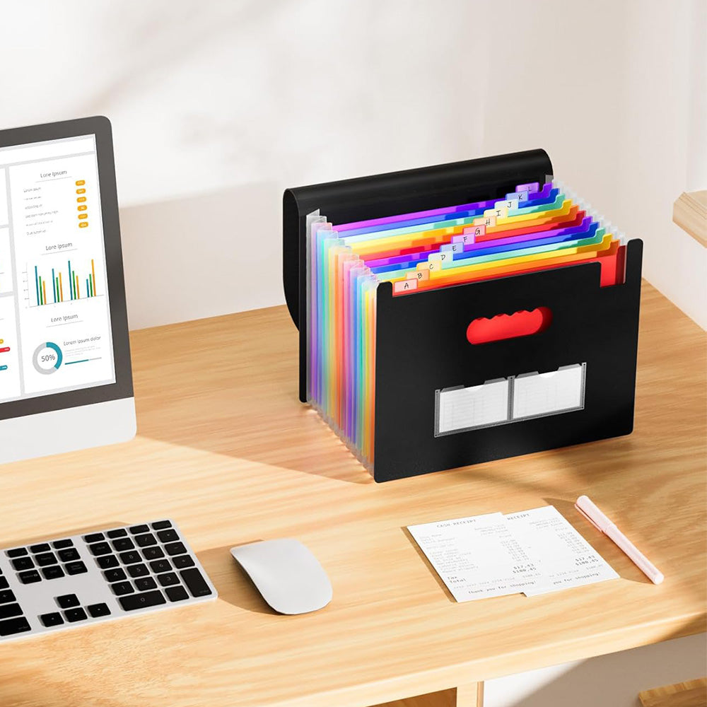 13 Pockets Accordion File Organizer Expanding File Folder Large Capacity Document Storage