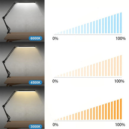 LED Clip On Desk Lamp With Adjustable Arm Reading Light For Home Office