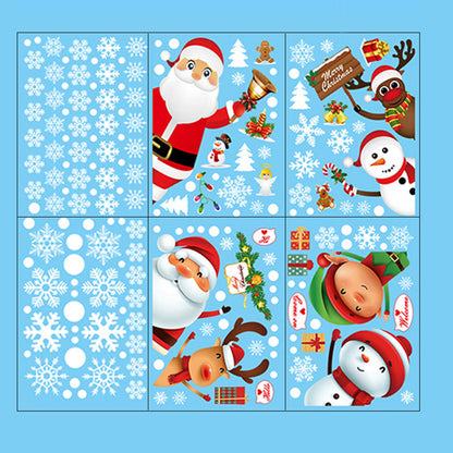 6Pcs Christmas Window Clings Stickers Decals with Santa Claus and Snowman