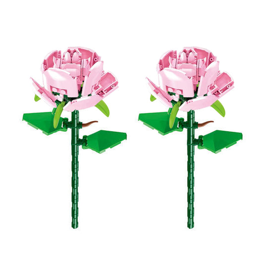 Set of 2Pcs Flower Building Blocks Kits Artificial Flowers Home Office Decoration Style 3