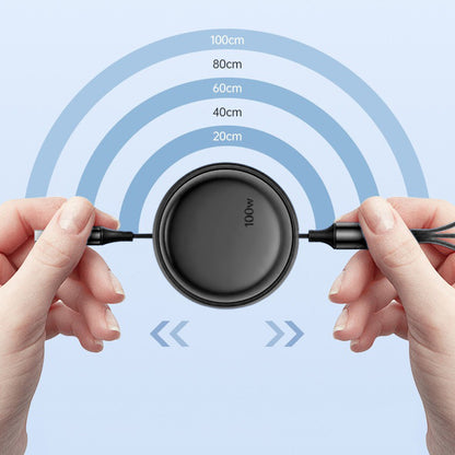 3 In 2 Retractable Multi Charging Cable Retracted USB C Cell Phone Charger