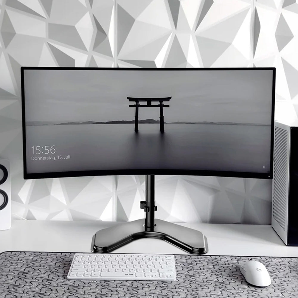 Single Monitor Stand Arm Freestanding Adjustable V-Base HD LED TV Screens-Vertical