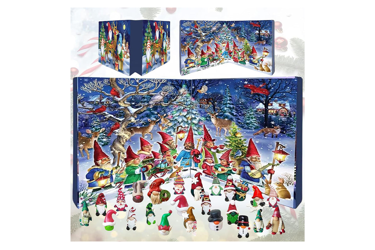 2025 Christmas Gnome Advent Calendar with 24 Collectible Resin Gnome Dolls
