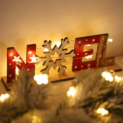 3Pcs Wooden Christmas Decoration Ornaments Xmas Mantel Decor Table Top Ornaments