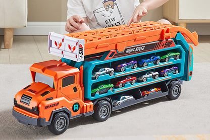 Carrier Truck Transport Car Toys Foldable 3 Layer Car Race Track Toys -Green