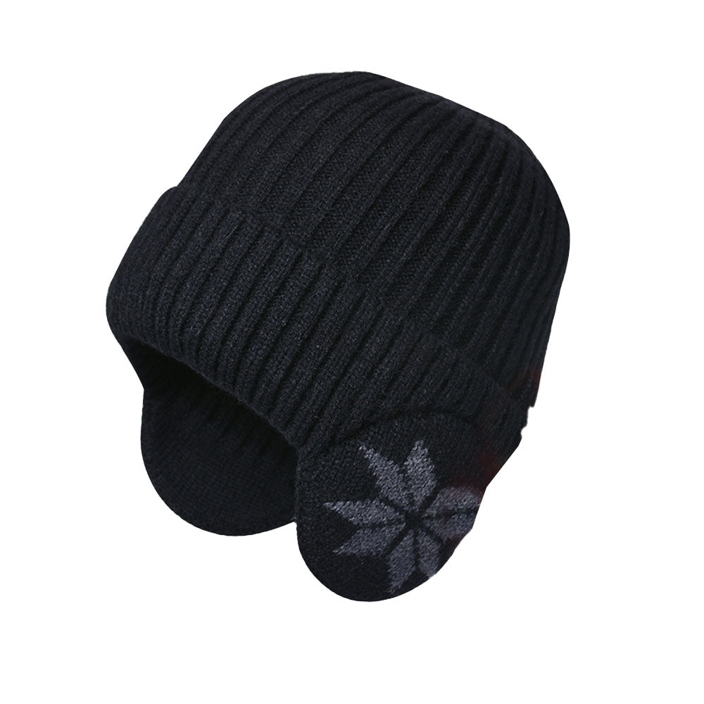 Unisex Winter Knit Earflap Beanie Hat Warm Ear Flap Hat with Knit Brimmed Ski Cap