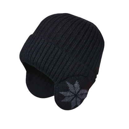 Unisex Winter Knit Earflap Beanie Hat Warm Ear Flap Hat with Knit Brimmed Ski Cap