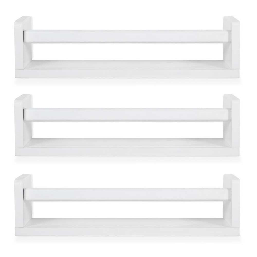 3 Pack Floating Wall Mounted Book Display Shelves - White