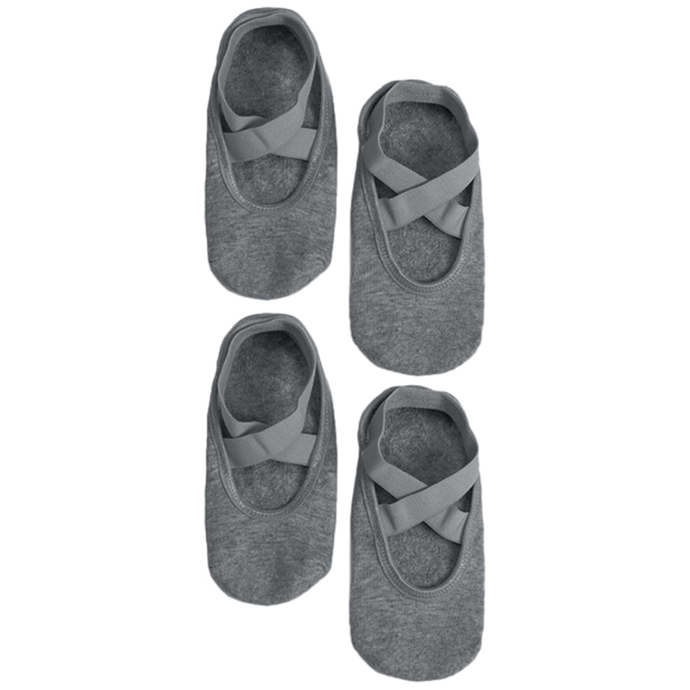 2 Pairs of Yoga Socks for Women Anti-slip Pilates Ballet Dance Socks One Size Gray