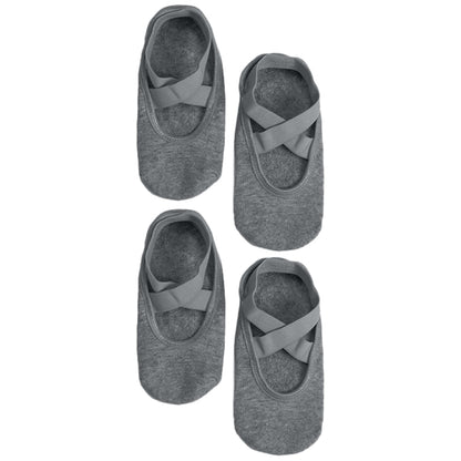 2 Pairs of Yoga Socks for Women Anti-slip Pilates Ballet Dance Socks One Size Gray