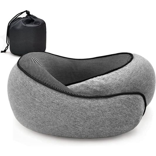 Memory Foam Travel Pillow for Sleep Neck Pillow with Storage Bag Grey