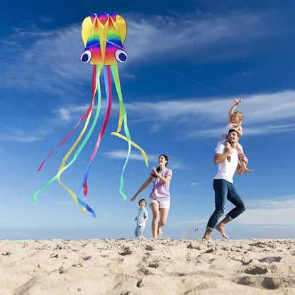 Rainbow Octopus Kite Large Kite with Flying line Easy to Fly Toy for Outdoor Beach Games