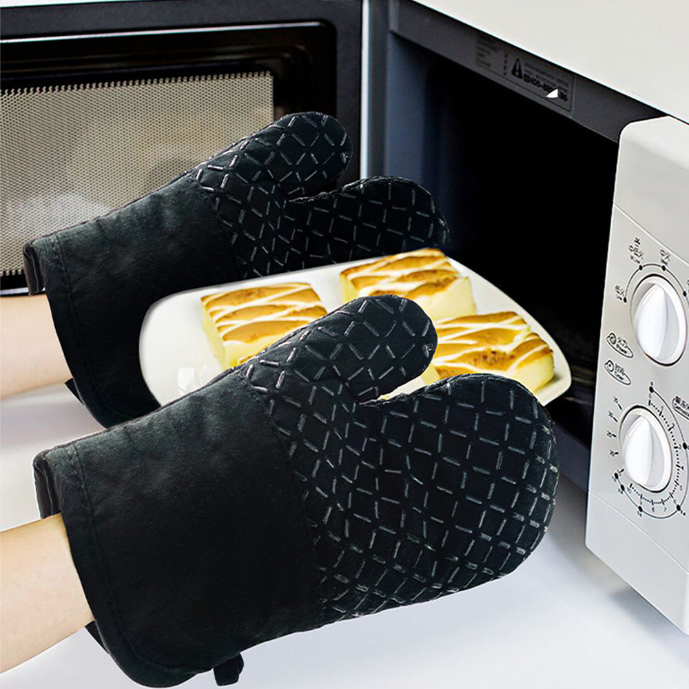 Cotton Silicone Oven Mitts Set with Pot Holders