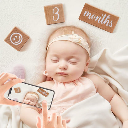 6Pcs Set Wooden Baby Milestone Blocks Cute Photo Props for Baby Shower Keepsake