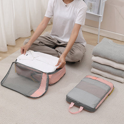 3-Piece Compression Packing Storage Bag Set Travel Accessories Packing Organizers Travel Carry Bags Household Storage Pink
