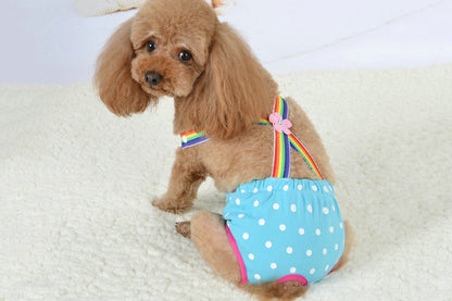 Cute Harness Female Dog Sanitary Pants Reusable Menstrual Diaper-Blue