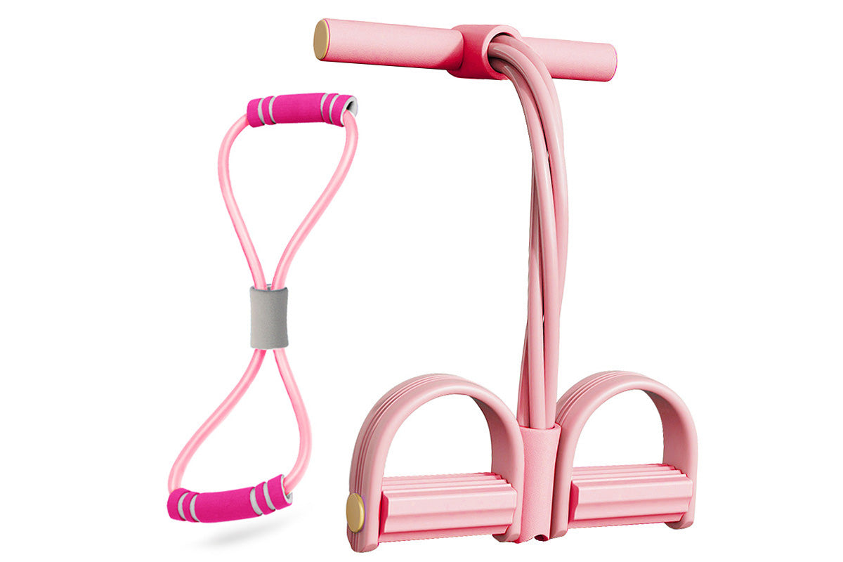 6 Tube Pedal Ankle Puller Fitness Resistance Band - Pink