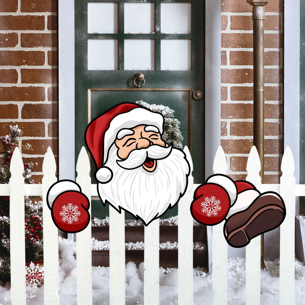 Christmas Outdoor Fence Peeker Xmas Garden Ornaments Decoration Style 1
