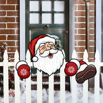Christmas Outdoor Fence Peeker Xmas Garden Ornaments Decoration Style 1