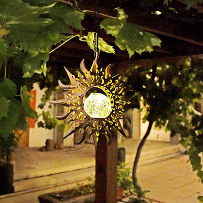 Solar Lights Sun Cracked Glass Lantern- Sun