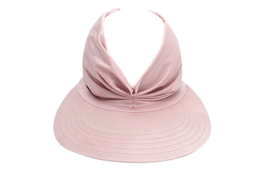 Womens Elastic Beach Summer Sun Hats Wide Brim Visor UV Protection-Pink