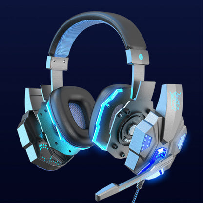 3.5mm Wired Gaming Headset with Mic LED Light Gaming Headphones for Laptop Computer Cellphone Blue