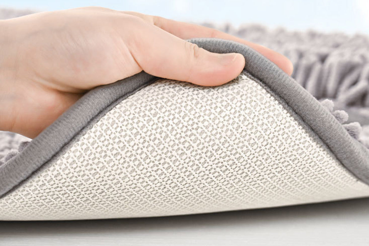 Two Layers Bath Mat 40x60cm Thick Soft Absorbent Chenille Bath Rug Mat-Grey