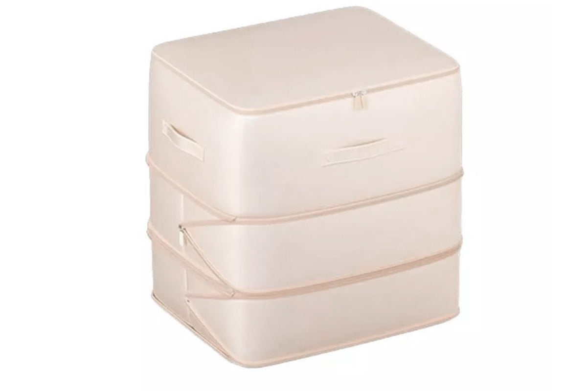 2Pcs 3 Layer Ultra Space Saving Self Compression Organizer Heavy Duty Moving Storage Bag-Beige