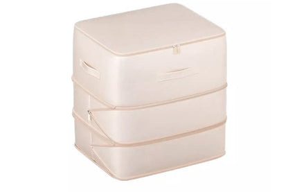 2Pcs 3 Layer Ultra Space Saving Self Compression Organizer Heavy Duty Moving Storage Bag-Beige