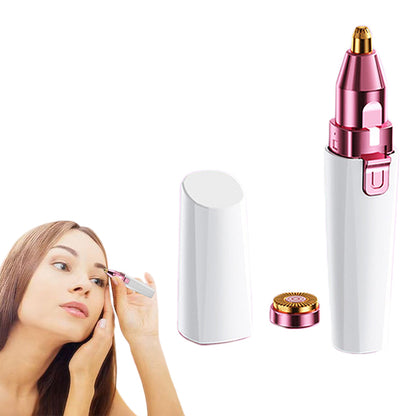 Women Facial Hair Removal 2 in 1 Rechargeable Eyebrow Trimmer Face Shaver with Light -White