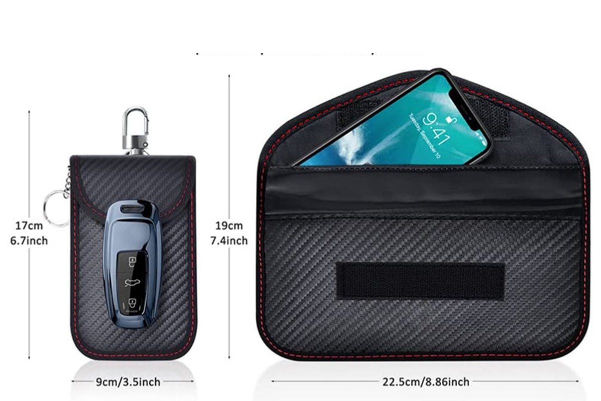 2Pcs Keyless Entry RFID Signal Blocking Cage with 2Pcs Key Pouches