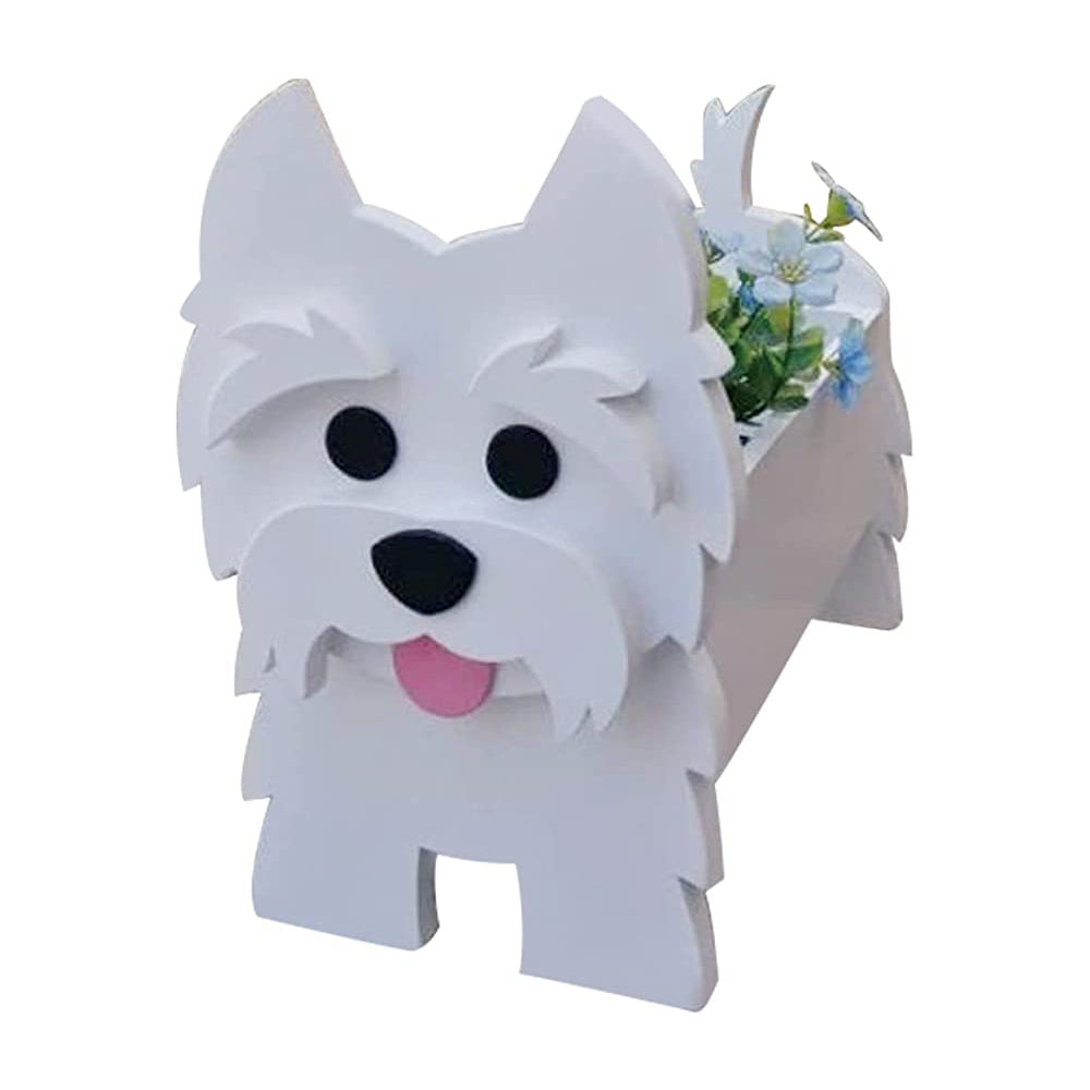 Cute Animal PVC Garden Dog Flower Planter Plant Pots For Outdoor Decoration-West Highland White Terrier
