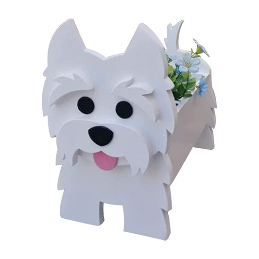 Cute Animal PVC Garden Dog Flower Planter Plant Pots For Outdoor Decoration-West Highland White Terrier