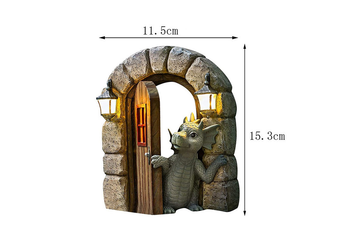 Courtyard Dragon Gate Statue Resin Carving Ornament Window Garden Dragon Meditating Sculpture Decorative Dragon-Style 2