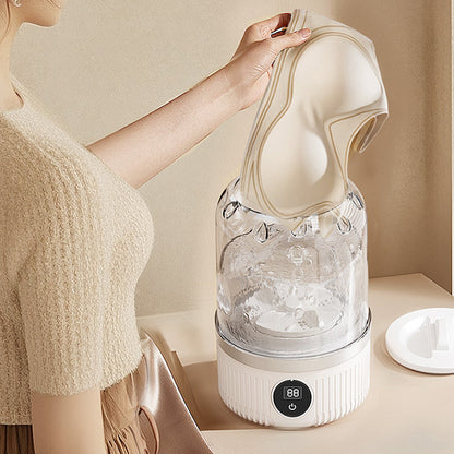 Portable Mini Washing Machine Rechargeable Small Clothes Washer for Travel Use-White