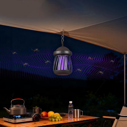 Bug Zapper Outdoor Indoor Mosquito Killer Trap Lamp with Light for Patio-Grey
