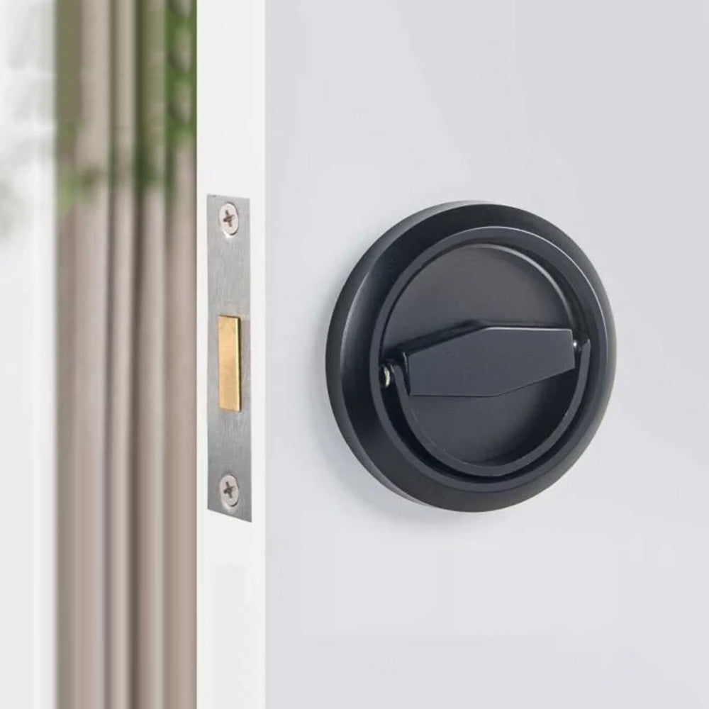 Hidden Door Lock Invisible Latch Double Sided Privacy Lock for Bedroom Bathroom Stainless Steel-Black