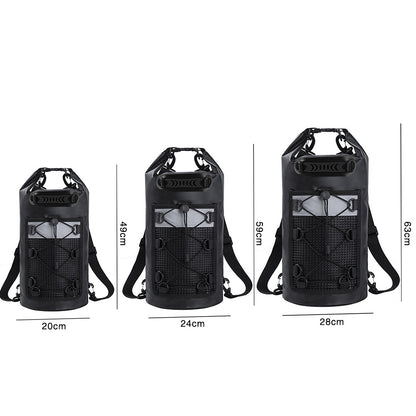 Roll-Top Backpack With Handle Dry Bag Outdoor Bag For Fishing Boating Camping-Black