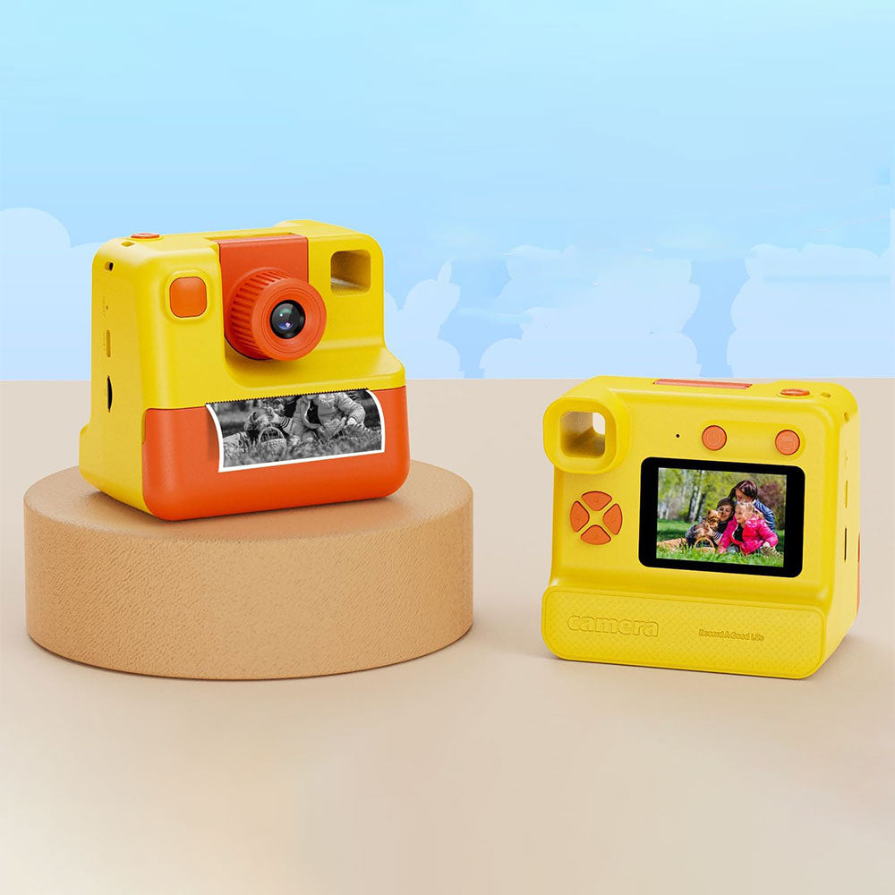 1080P Kids Instant Print Camera Digital Video Cameras with Print Papers and 32GB TF Card Yellow