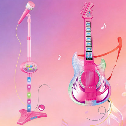 2 in 1 Guitar Microphone Toy with Color Lights for Ages 4 Plus - Pink