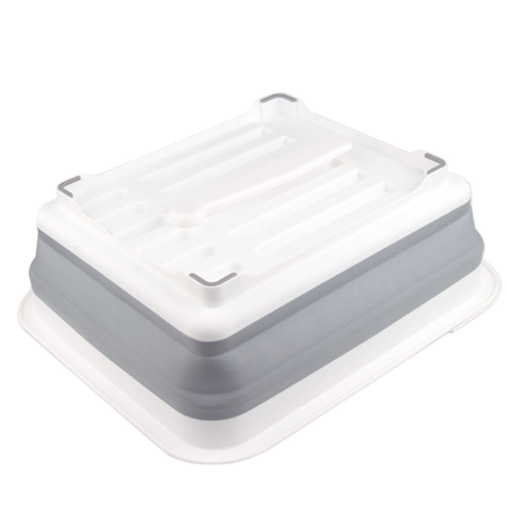 Foldable Dish Drying Rack with Utensil Holder Collapsible Kitchen Sink Organizer