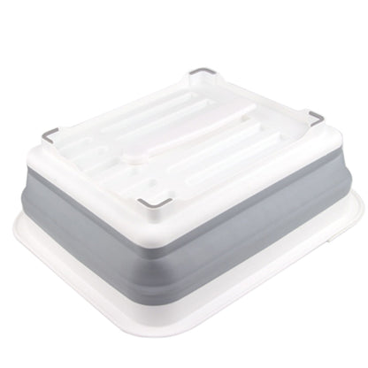 Foldable Dish Drying Rack with Utensil Holder Collapsible Kitchen Sink Organizer