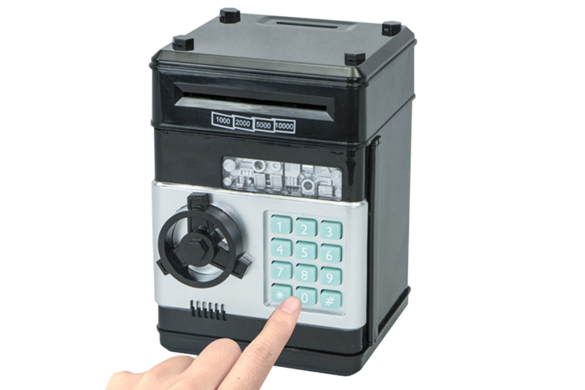 Electronic ATM Piggy Bank with Password Lock Money Coin Saving Box Toys for Little Ones Gifts -Black