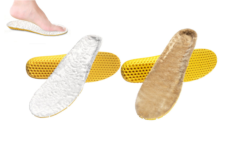 2Pcs Sport Wool Blend Insoles Pain Relief Orthotics Plantar Fasciitis High Arch Support Insoles-White And Brown