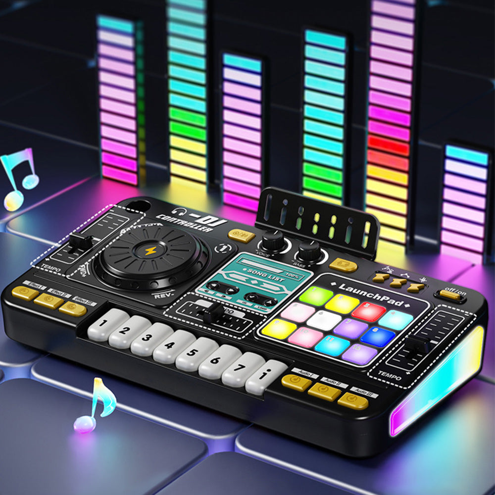 Kids DJ Mixer Musical Toy with Mic & LED Lights
