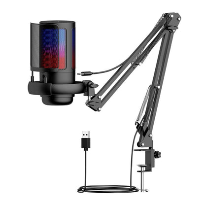 Condenser Microphone USB Laptop Computer Mic with Boom Arm for Gaming Podcast Streaming Live