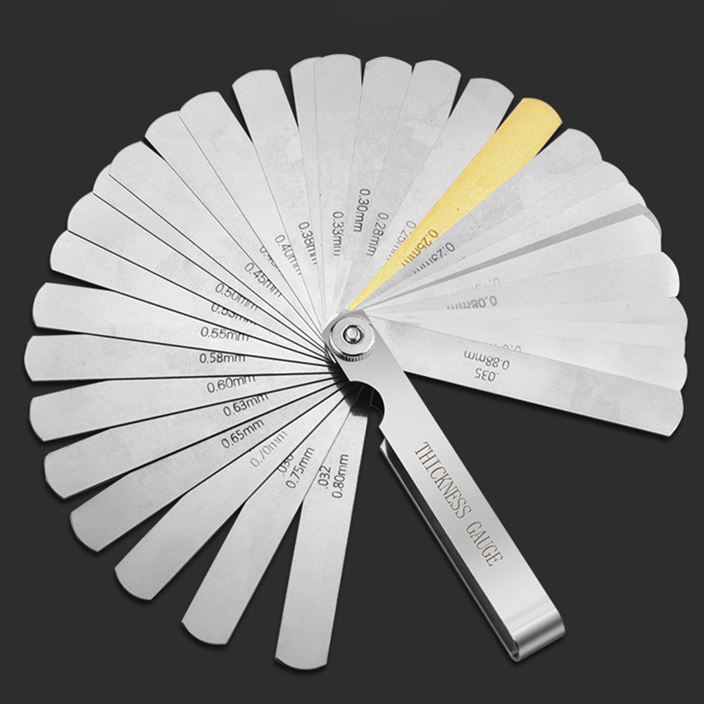32 Blade Feeler Gauge Dual Marked MM/Inch Thickness Gap Metric Filler Measuring Tool