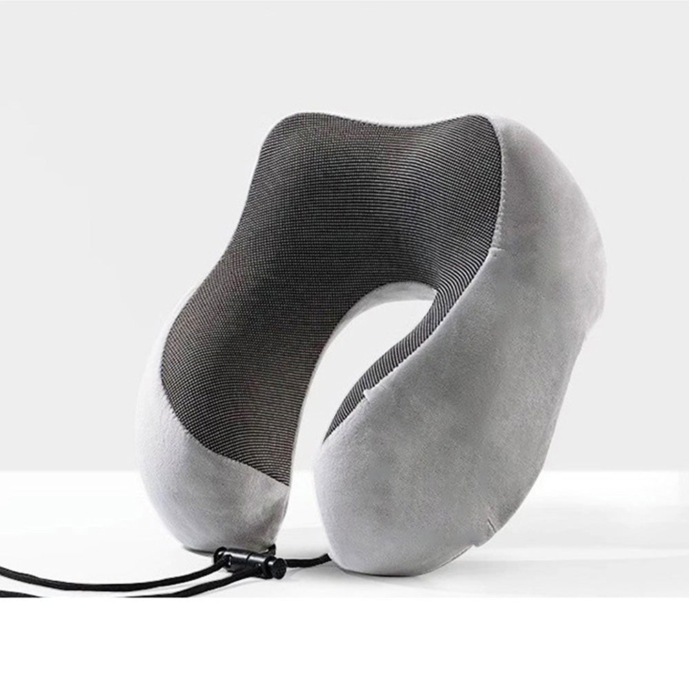 Travel Pillow Memory Foam Neck Support Pillow with Storage Case Gray