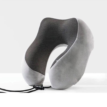 Travel Pillow Memory Foam Neck Support Pillow with Storage Case Gray