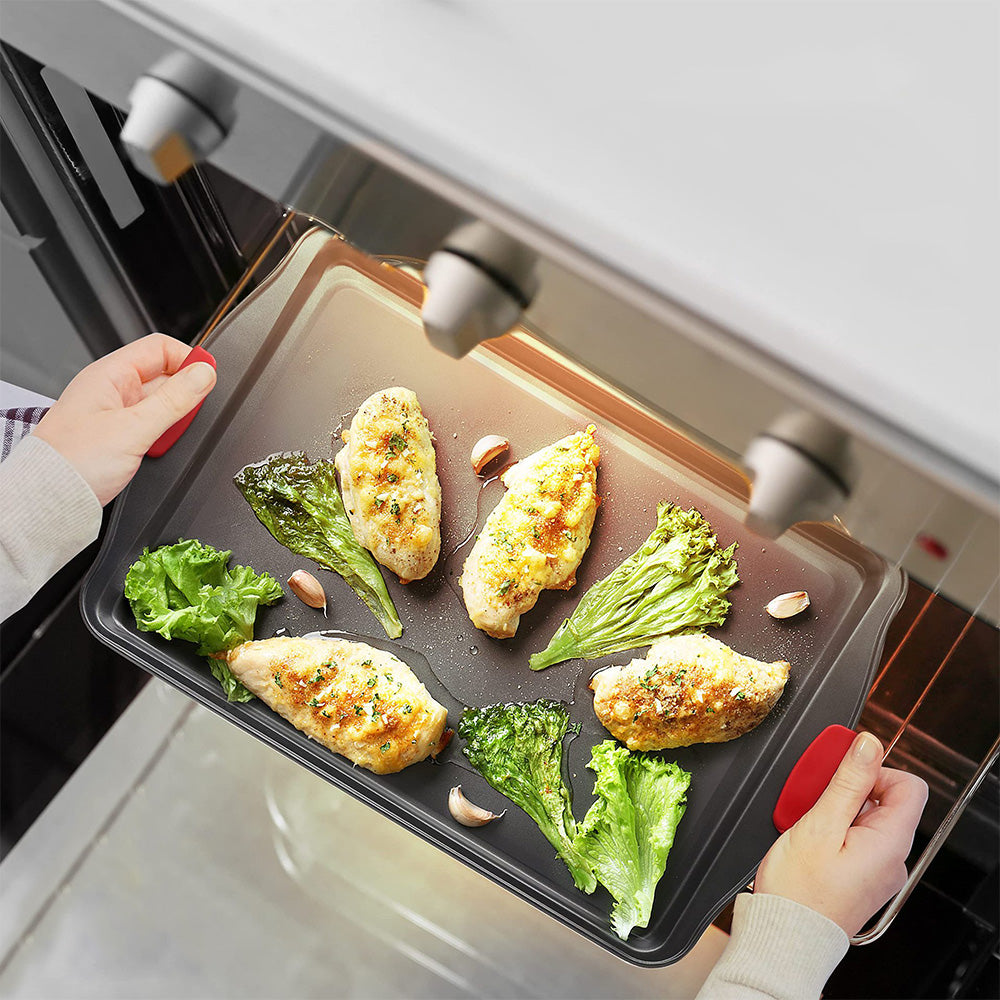 3Pcs Nonstick Kitchen Oven Baking Pans Set Premium Carbon Steel Bakeware for Oven Baking